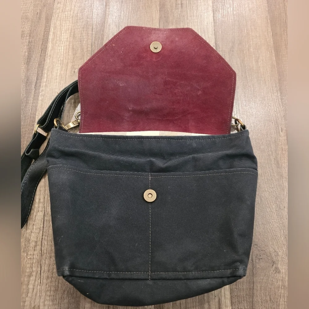 R.Riveter Usa Handmade Leather Canvas Messnger Bag Crossbody Black Designer